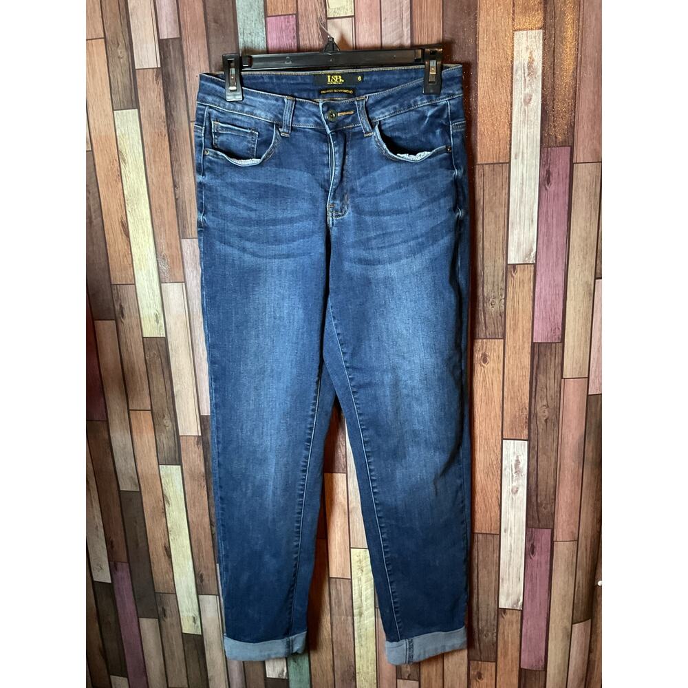 L&B Lucky & Blessed Dark Wash Mid Rise Boyfriend Jeans Women’s Size 6